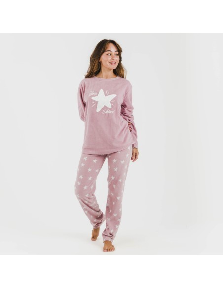 Pijama polar Iconic malva rosa