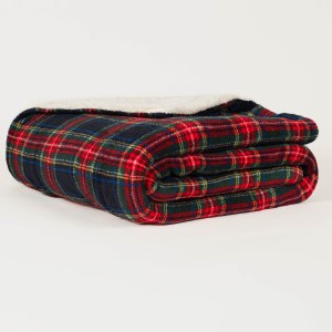 Manta sherpa Cuadro Jairo azul marino