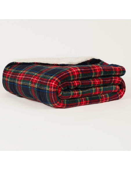 Manta sherpa Cuadro Jairo azul marino