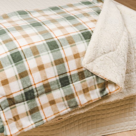 Manta sherpa Cuadro Noric verde