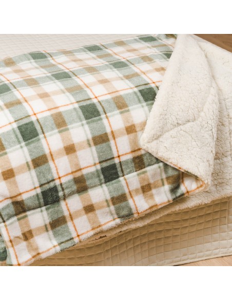 Manta sherpa Cuadro Noric verde