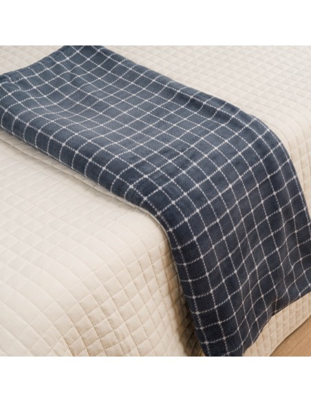 Manta coral Cuadro Pruden azul azafata