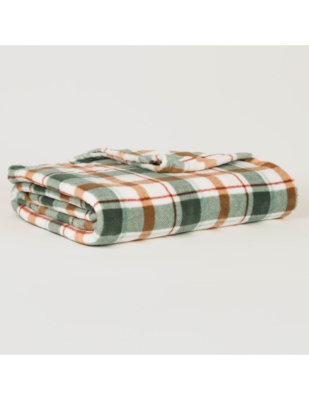 Manta coral Cuadro Noric verde