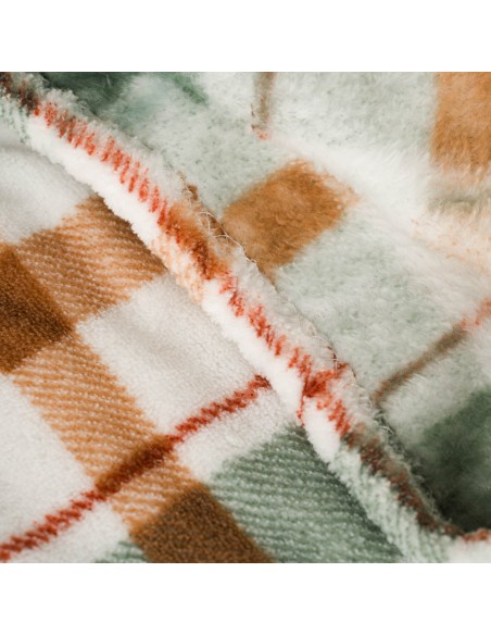 Manta coral Cuadro Noric verde