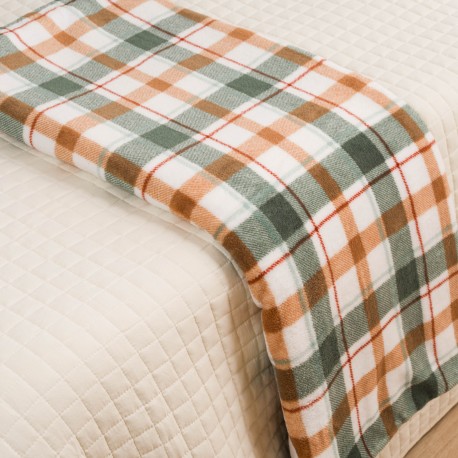 Manta coral Cuadro Noric verde