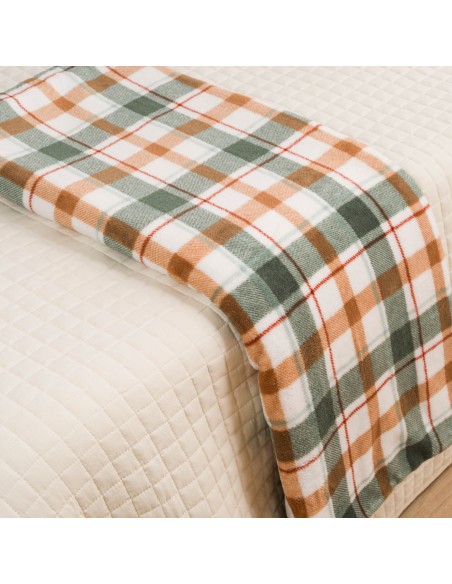 Manta coral Cuadro Noric verde