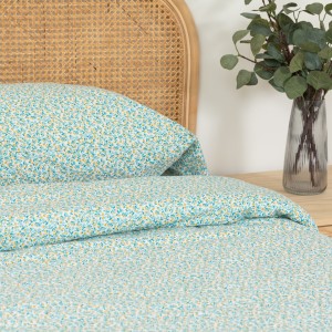 Funda nórdica algodón percal Uriva verde tiffany