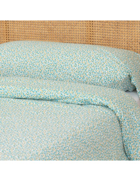 Funda nórdica algodón percal Uriva verde tiffany