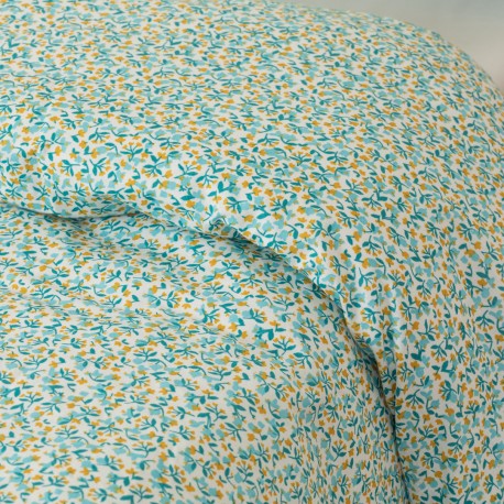 Funda nórdica algodón percal Uriva verde tiffany