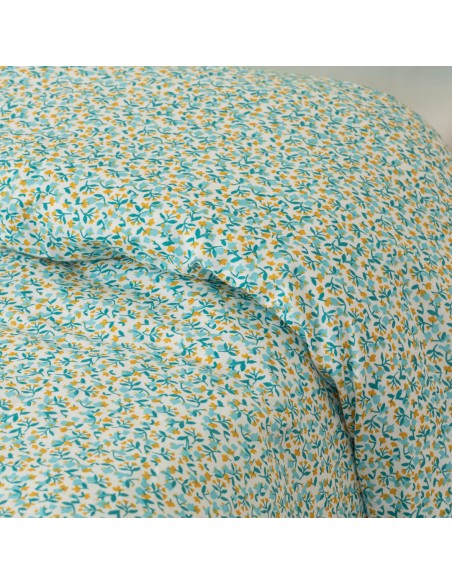 Funda nórdica algodón percal Uriva verde tiffany