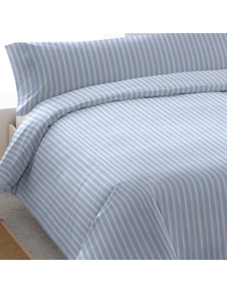 Funda nórdica algodón percal Raya Marsella indigo