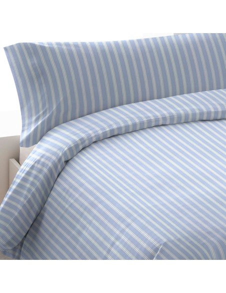 Funda nórdica algodón percal Raya Marsella indigo