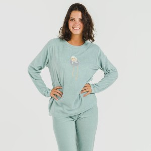 Pijama polar Frosty verde tiffany