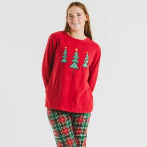 Pijama polar Cuadro Aros burdeos