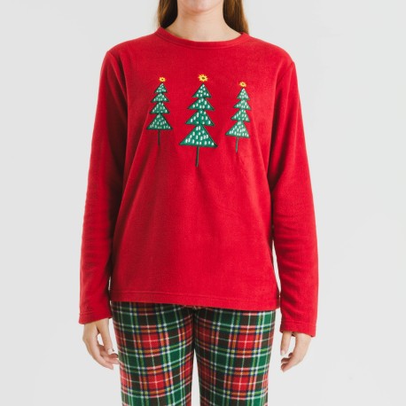 Pijama polar Cuadro Aros burdeos