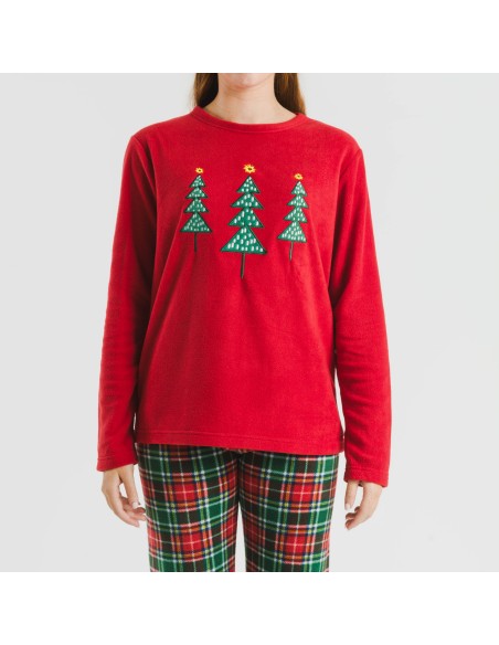 Pijama polar Cuadro Aros burdeos