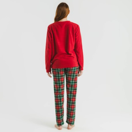 Pijama polar Cuadro Aros burdeos