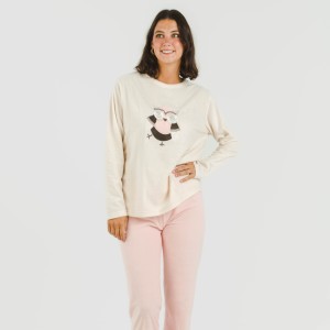 Pijama polar Buho rosa palo 2