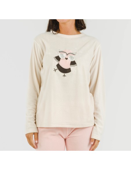 Pijama polar Buho rosa palo