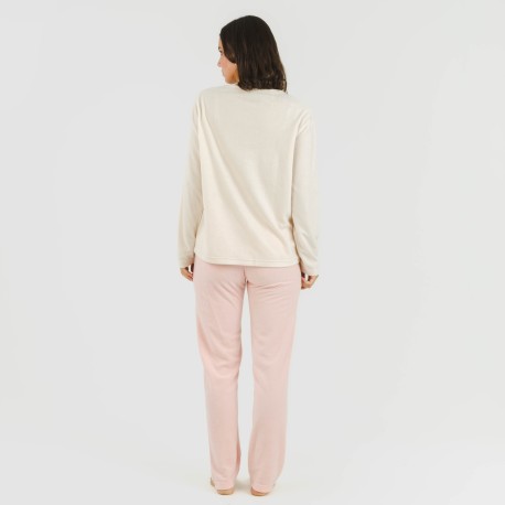 Pijama polar Buho rosa palo