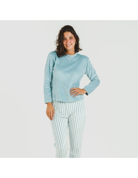 Pijama terciopelo Raya Seasonal agua marina