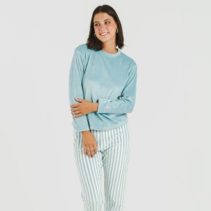 Pijama terciopelo Raya Seasonal agua marina 2