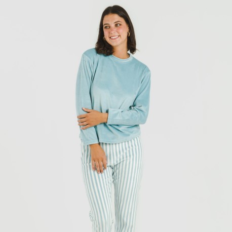 Pijama terciopelo Raya Seasonal agua marina