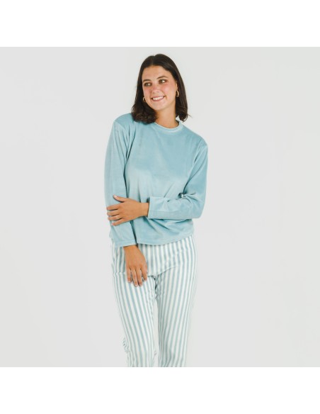 Pijama terciopelo Raya Seasonal agua marina