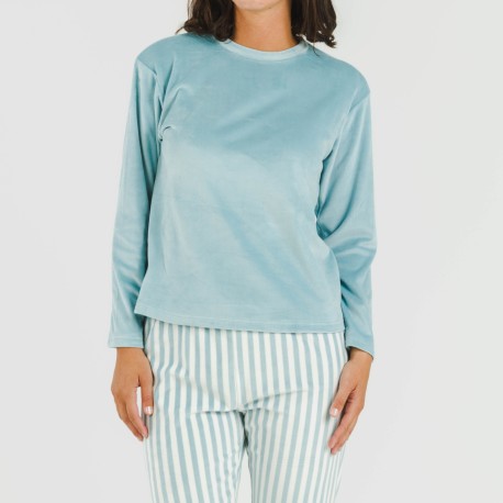 Pijama terciopelo Raya Seasonal agua marina