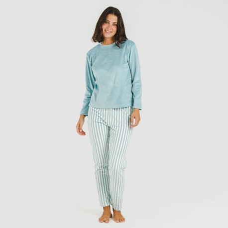Pijama terciopelo Raya Seasonal agua marina