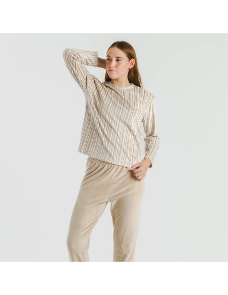 Pijama terciopelo Raya Oli beige