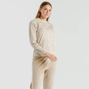 Pijama terciopelo Raya Oli beige 2