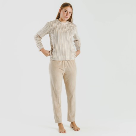 Pijama terciopelo Raya Oli beige