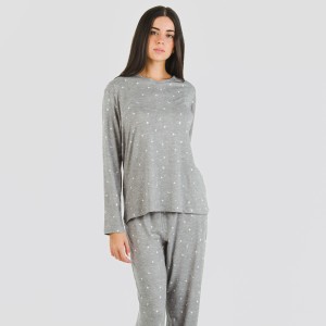 Pijama largo mujer soft Ambarina gris marengo