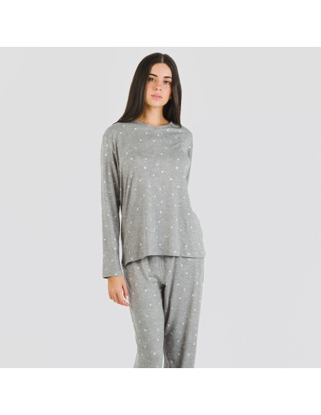 Pijama largo mujer soft Ambarina gris marengo