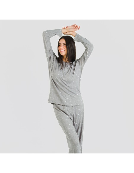 Pijama largo mujer soft Ambarina gris marengo