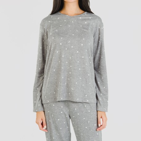 Pijama largo mujer soft Ambarina gris marengo