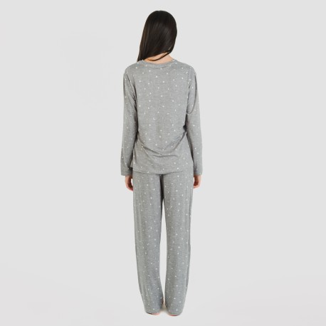 Pijama largo mujer soft Ambarina gris marengo