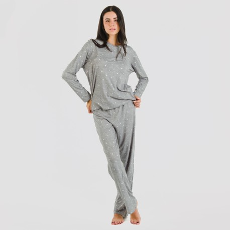 Pijama largo mujer soft Ambarina gris marengo