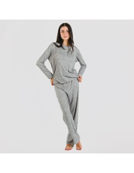 Pijama largo mujer soft Ambarina gris marengo