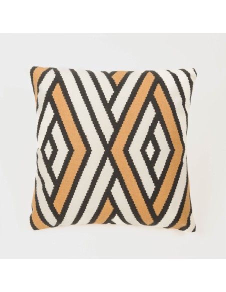 Cojín cuadrante algodón Diamante bicolor liso 45x45 - funda + relleno
