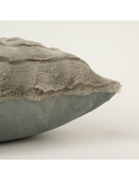 Cojín cuadrante efecto pelo Ondas beige 50x50 - funda + relleno