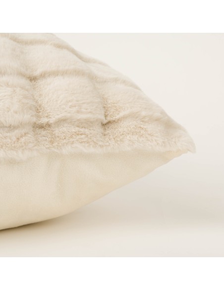 Cojín cuadrante efecto pelo Ondas beige 50x50 - funda + relleno