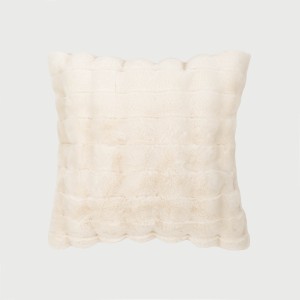 Cojín cuadrante efecto pelo Ondas beige 50x50 - funda + relleno