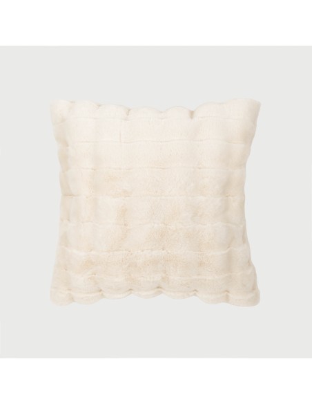 Cojín cuadrante efecto pelo Ondas beige 50x50 - funda + relleno