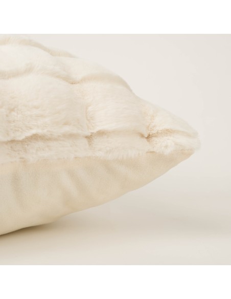 Cojín cuadrante efecto pelo Ondas beige 50x50 - funda + relleno