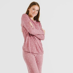 Pijama largo mujer soft Ambarina malva rosa