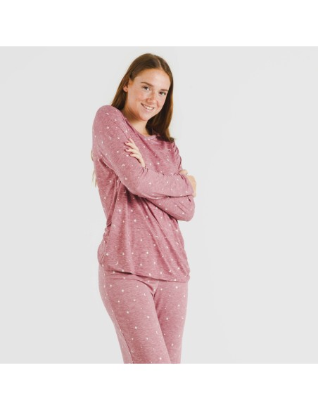 Pijama largo mujer soft Ambarina malva rosa