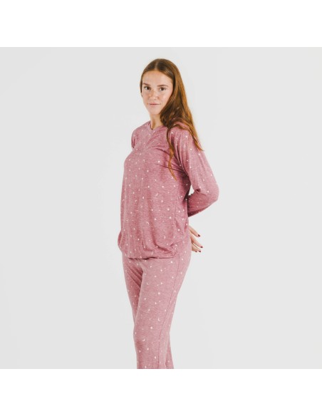 Pijama largo mujer soft Ambarina malva rosa