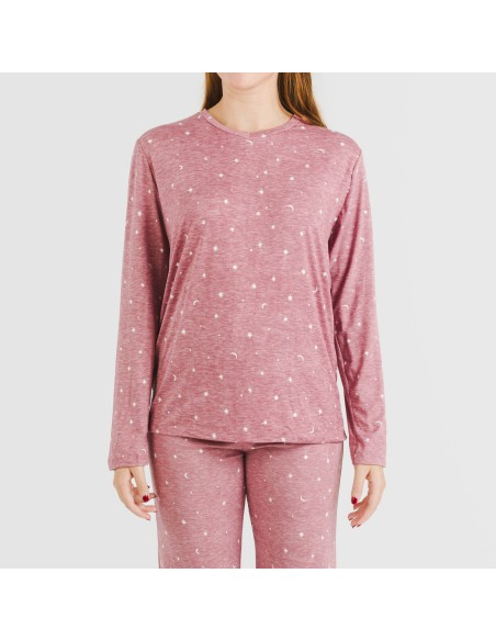 Pijama largo mujer soft Ambarina malva rosa